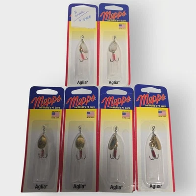 LOTE DE 6 Mepps Aglia Spinner - 1/12 oz.- 4 Oro - 2 PLATA NUEVO Sellado  Foto 1 de 3