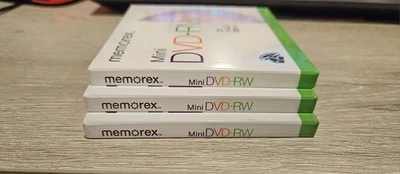 Memorex迷你DVD-RW 2X 1.4GB 30分钟8厘米-批量3张-全新/密封光盘 — 第 1/3 张图片
