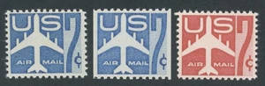 US Airmail - 1958 & 1960 Silhouette of Jet 7c - SC# C51, C52 & C60 Mint NH OG - Picture 1 of 2
