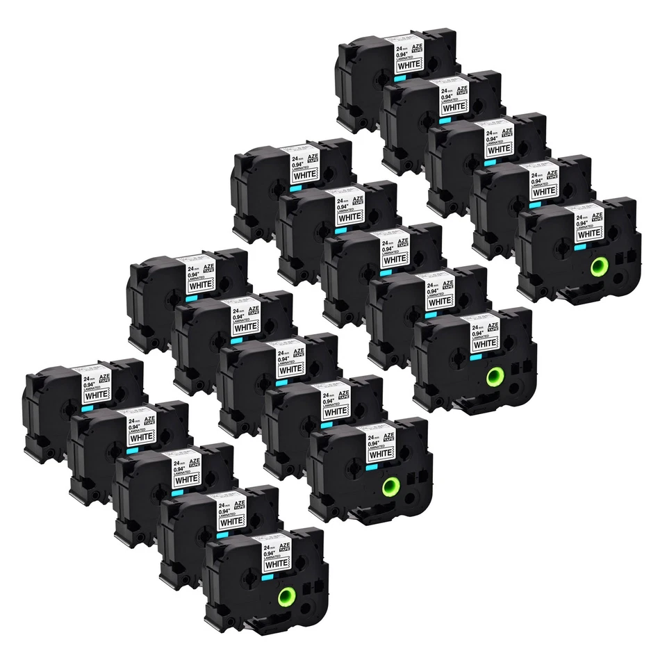 20PK Compatible con Brother TZ251 TZe-251 Cinta Etiqueta Negro Sobre Blanco 24mm 0.94"" Foto 1 de 4