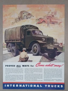 1940s INTERNATIONAL TRUCKS Military Suspension War WWII Vintage Poster Print Ad - Picture 1 of 1