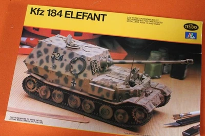 Testors Segunda Guerra Mundial German Kfz 184 Elefant Tank Escala 1/35 Caja abierta Piezas selladas Foto 1 de 2