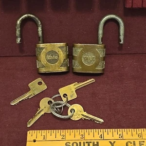 2 Yale Messing Vorhängeschloss Schloss Super Pin Tumbler, gehärteter Bügel 4 Schlüssel  - Bild 1 von 16