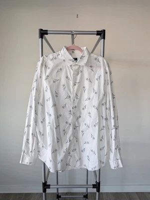 Express Men’s Slim White Floral Stretch 1MX Dress Shirt Size XL - Image 1 of 2
