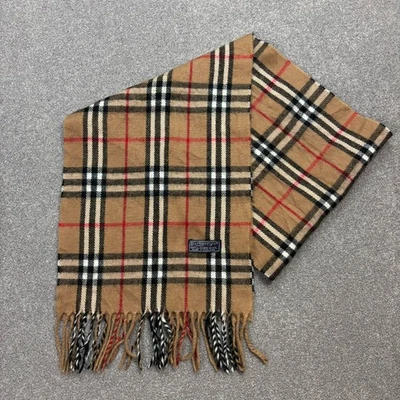 Bufanda Burberry London 58x11 pulgadas beige 100 % lana de cordero Nova Check hecha en Inglaterra Foto 1 de 4
