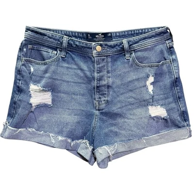 Pantalón corto Hollister Mom para mujer talla 32 tiro ultra alto lavado medio desgastado Foto 1 de 4