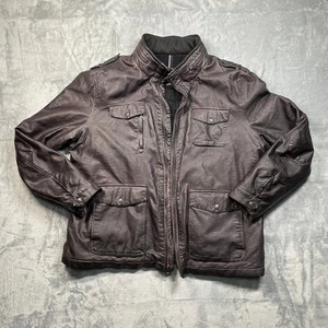 Levi's Herren Kunstleder gefüttert Kapuze Bomber Jacke Mantel dunkelbraun Gr. XL LESEN - Bild 1 von 18