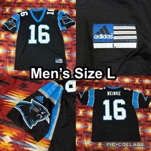 Carolina Panthers Jersey Mens Large Black NFL Football Chris Weinke #16 Adidas - Picture 1 of 9