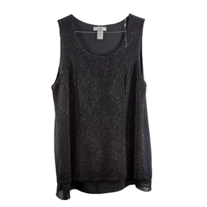 Moa Moa Woman schwarz verzierte Perlen ärmellose Bluse Damengröße 1X - Bild 1 von 3