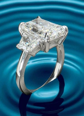 Anillo de diamantes cultivados en laboratorio corte radiante de platino E VS1 4,60 quilates certificado IGI Foto 1 de 4