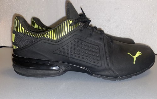 Scarpe da passeggio sportive Puma Viz Runner da uomo taglia 13 nere verde lime sneakers