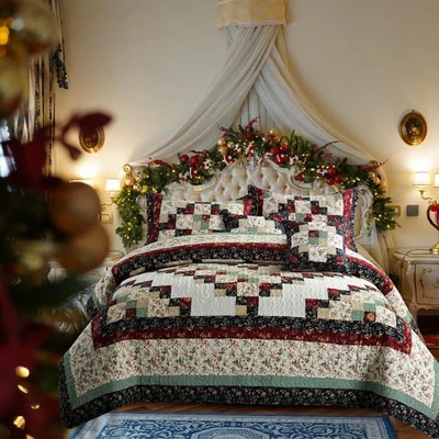 Colcha de retazos reversible vintage 100 % algodón tamaño queen p... Foto 1 de 4