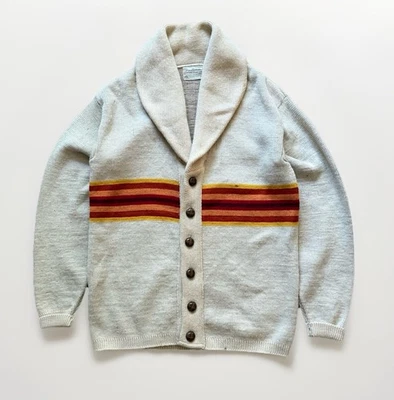 Vintage 70s Pendleton Western Wear Chief Joseph Wool Shawl Cardigan XL Aztec - Image 1 of 4