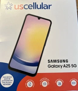 US CELLULAR SAMSUNG GALAXY A25 5G Blue Black Prepaid Smartphone BRAND NEW - Picture 1 of 1