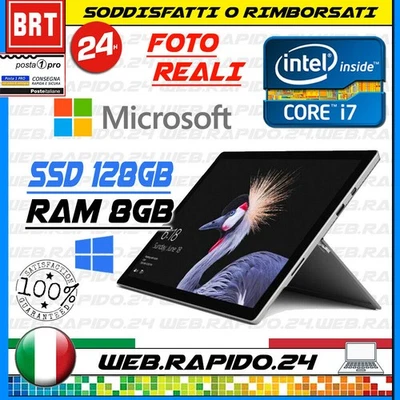 NOTEBOOK TABLET MICROSOFT SURFACE PRO 4 1724 13,5 CPU I5-6300U RAM 4GB SSD 128GB - Immagine 1 di 4