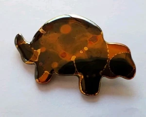 Spilla ceramica artigianale vintage a forma di tartaruga mantello spilla smalto vernice metallizzata - Foto 1 di 9