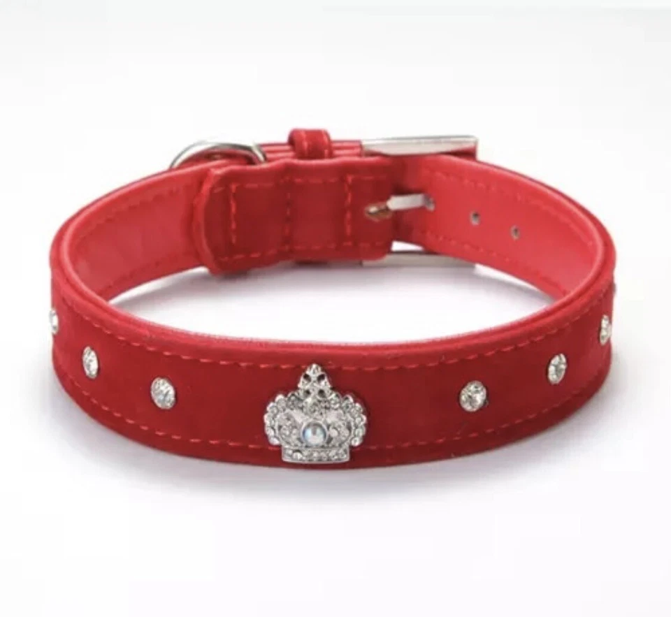 Dog Collar Cat Diamanté Crown Small Red Buckle Collar 🌟 UK SELLER 🇬🇧 - Image 1 of 2