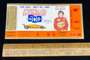 1985 Indianapolis 500 Indy Ticket Stub Rick Mears - Picture 1 of 2