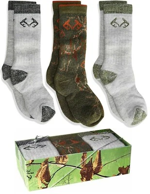 Realtree Boys Youth Ultra-Dri Merino Wool Comfy Boot Socks Gift Box 3 Pair - Image 1 of 4