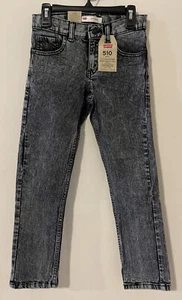 Levis 510 Boys Skinny 7x Reg Black Distressed Stretch Jeans NWT! A4852 - Picture 1 of 6