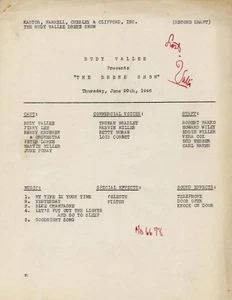 PETER LORRE JUNE FORAY PINKY LEE 1946 RADIO SHOW SCRIPT w VALLEE SIGNED CHECK  - Picture 1 of 5