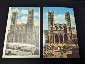 Pair Vintage Postcards Notre-Dame Church Montreal Canada Unposted  - Picture 1 of 5