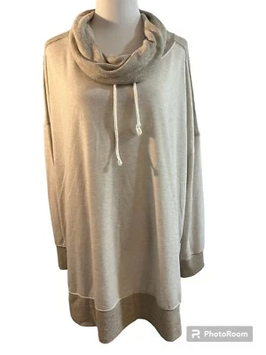 C Active Women 3XL Sweater Tunic Top Cowl Neck Two Tone Light Pullover - Image 1 of 4