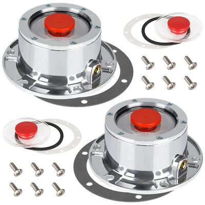 Paquete de 2 tapacubos de remolque con ventana de aceite reemplazo Stemco 343-4009 kit de aluminio Foto 1 de 4