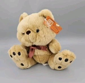 Peluche vintage America Wego marrone piede grande orsacchiotto peluche 9" nuovo con etichette - Foto 1 di 6