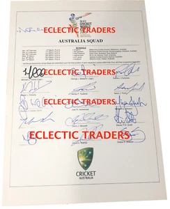 Australia 2015 ODI World Cup WINNERS FULLY SIGNED team sheet. Smith Cummins etc. - Bild 1 von 2