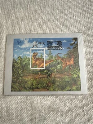 NEW ZEALAND 1993 DINOSAUR Stamp BANGKOK Souvenir Philatelic Exhib (ID:MU1126B) - Image 1 of 3
