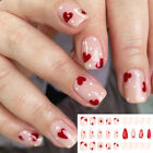 Premere Su Unghie Corto Francese Rosso Cuore Finte Manicure Arte Valentine 24P+