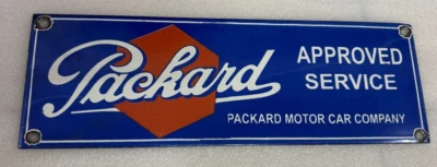PORCELAIN ENAMEL SIGN PACKARD APPROVED SERVICE SIZE 12X4 INCHES SINGLE SIDED. - Image 1 of 3