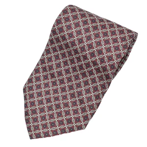 Barneys New York Mens Necktie 100% Silk Brown Geometric Print Tie 58 in - Picture 1 of 5