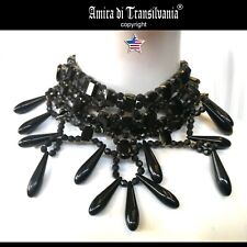vintage jewelry black choker collar charm luxury fetish accessorie dark pearl