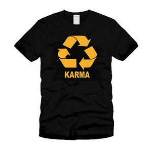 Karma Recycle Symbol T-Shirt "what goes around comes around" schwarz - Bild 1 von 4