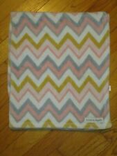 Blankets & Beyond Pink Gray White Gold Chevron Zig Zag Baby Blanket