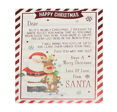BGC Letter From Santa with Envelope Father Christmas Kid Children Cute Novelty XMAS
