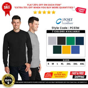 Port & Company PC61M Men's Long Sleeve Essential Mock Turtleneck T-Shirt - Picture 1 of 20