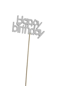 12 pz spina decorativa in metallo legno HAPPY BIRTHDAY bianca regalo decorazione compleanno - Foto 1 di 1