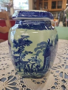 Vintage Victoria Ware Flow Blue Ironstone Ginger Jar  - Picture 1 of 8