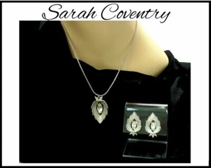 SET SARAH COVENTRY collana e orecchini cristallo ovale chiaro 1963 - Foto 1 di 11