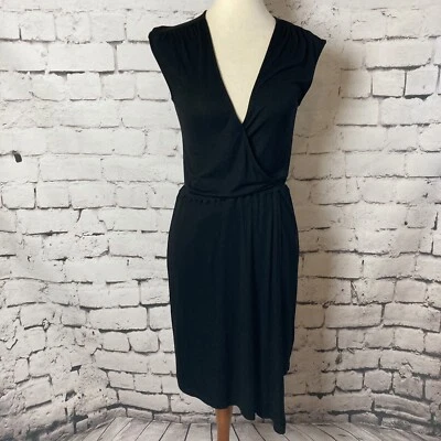 Espléndido Vestido Para Mujer Talla XS Negro Sin Mangas Cuello en V Básico Minimalista Hasta la Rodilla Foto 1 de 4