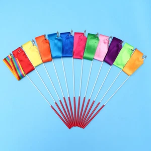 12 Pcs Dancing Wand Dancer Ribbon Wand Gymnastics Ribbon Twirling Streamer - Picture 1 of 12