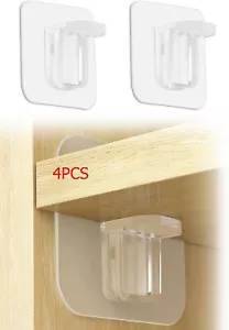4Pcs Adhesive Shelf Bracket Punch-Free Support Pegs for Kitchen Cabinet Closet - Picture 1 of 4