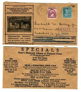 # 815d Insured 1940Tatham Stamp & Coin Co. Prexie # 810 Cachet Full back Advt. - Picture 1 of 1