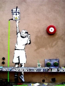Banksy Street Artist Boy Electric Switch Print A4 A3 A2 A1 - Picture 1 of 1