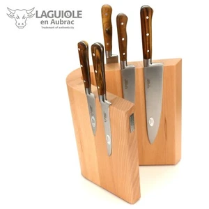 Laguiole en Aubrac Küchenmesser Set Frankreich Griff Pistazie Messerblock Magnet - Bild 1 von 9