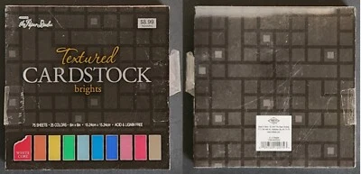 TEXTURED CARDSTOCK BRIGHTS-BRAND NEW/FACTORY SEALED-75 SHEETS/25 COLORS-6" x 6" - Image 1 of 4