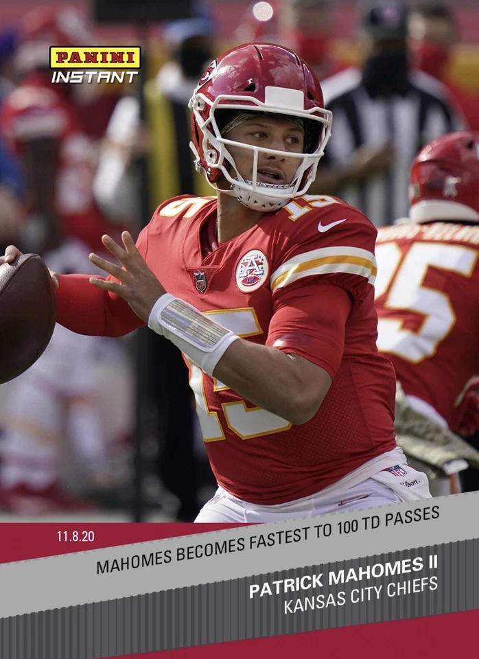 2020 PANINI INSTANT NFL #107 PATRICK MAHOMES - FASTEST TO 100 TD PASSES 11/8/20 - Image 1 of 2